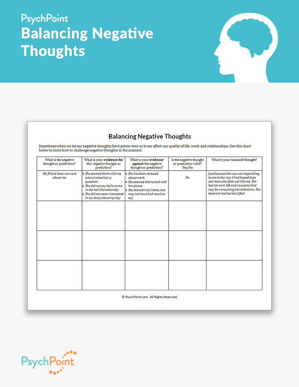 Balancing Negative Thoughts Worksheet