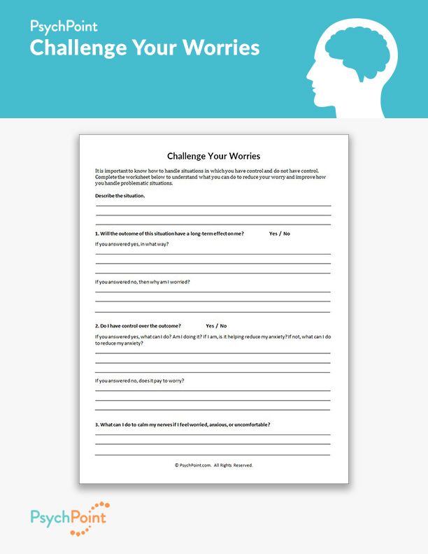 Challenge Your Worries Worksheet | PsychPoint