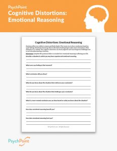 Cognitive Distortions: Emotional Reasoning Worksheet