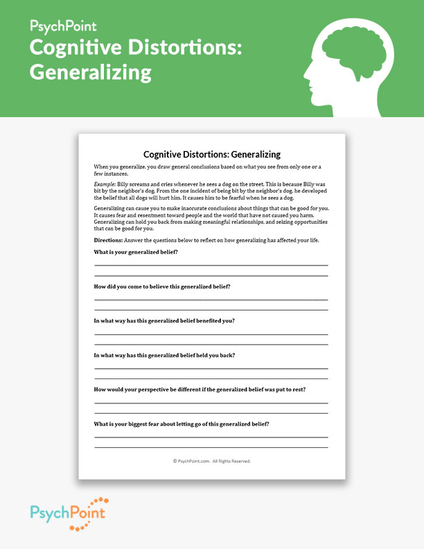 Cognitive Distortions: Generalizing Worksheet