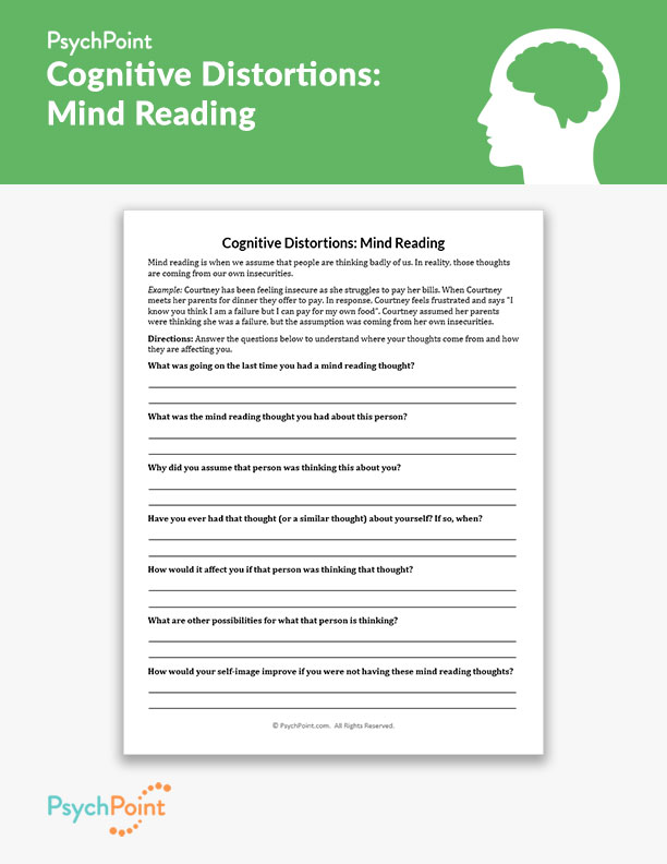 Cognitive Distortions: Mind Reading Worksheet