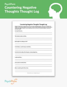 Countering Negative Thoughts Thought Log Worksheet