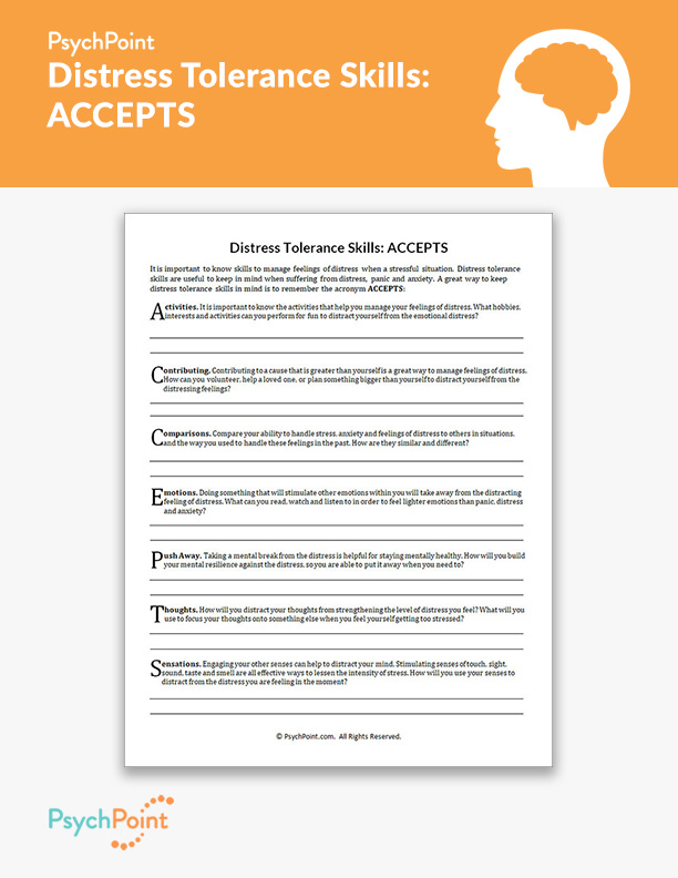 Distress Tolerance Skills: ACCEPTS Worksheet | PsychPoint