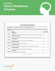 Family Mindfulness Schedule Worksheet