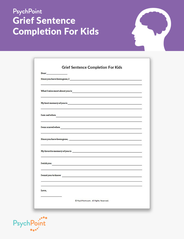 Grief Sentence Completion For Kids Worksheet PsychPoint