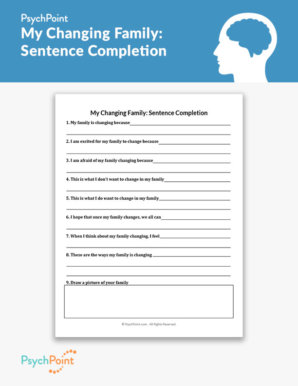My Changing Family: Sentence Completion Worksheet | PsychPoint