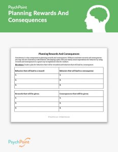 Planning Rewards And Consequences Worksheet