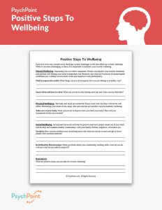 Positive Steps To Wellbeing Worksheet