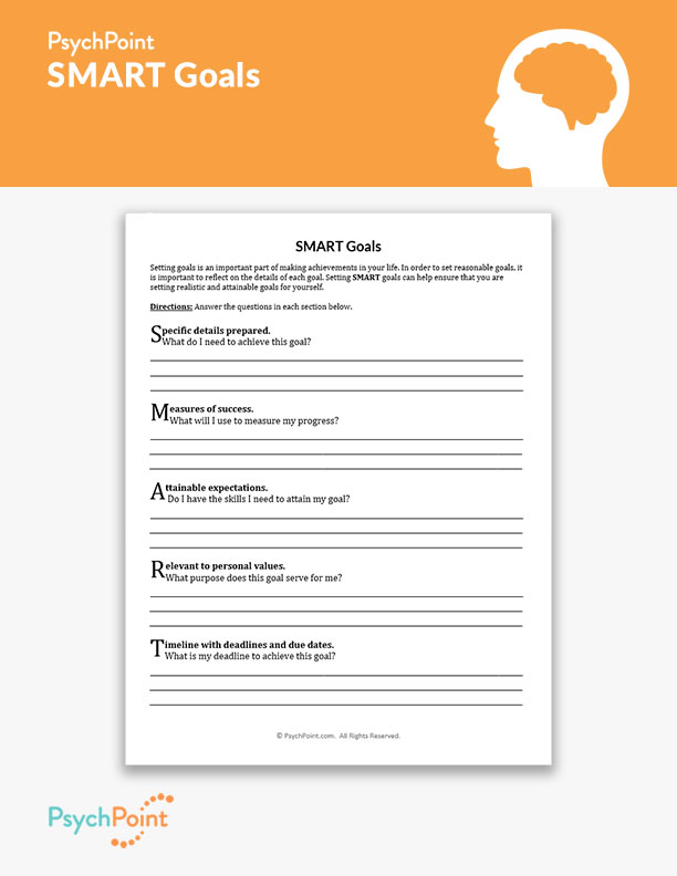SMART Goals Worksheet | PsychPoint