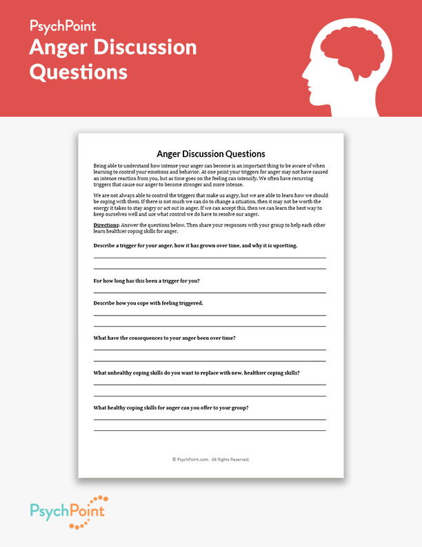 Anger Discussion Questions Worksheet