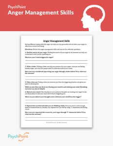 Anger Management Skills Worksheet