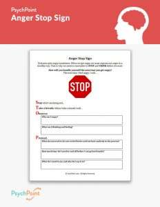 Anger Stop Sign Worksheet