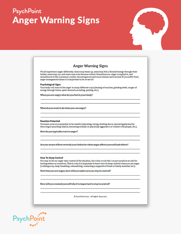 Anger Warning Signs Worksheet