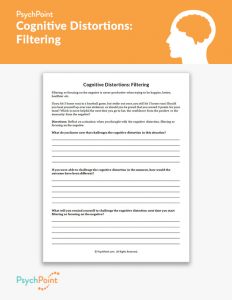 Cognitive Distortions: Filtering Worksheet