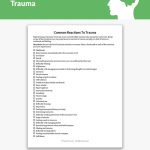 Common Reactions To Trauma Worksheet