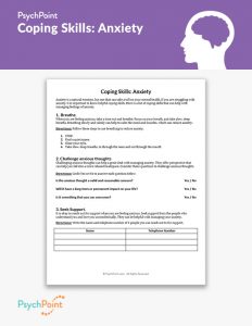 Coping Skills: Anxiety Worksheet