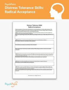 Distress Tolerance Skills: Radical Acceptance Worksheet