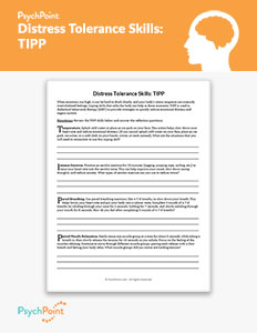 Distress Tolerance Skills: TIPP Worksheet