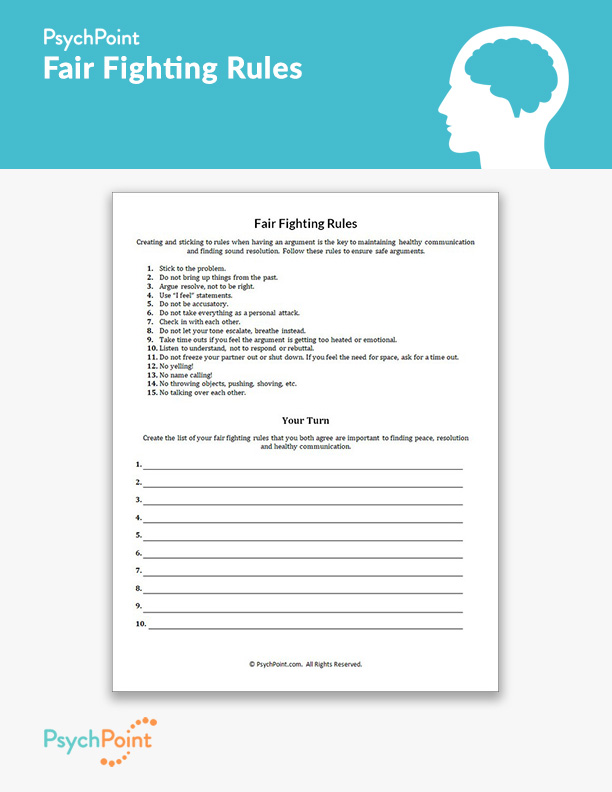 Fair Fighting Rules Worksheet