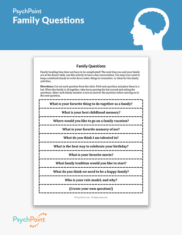 Family Questions Worksheet PsychPoint
