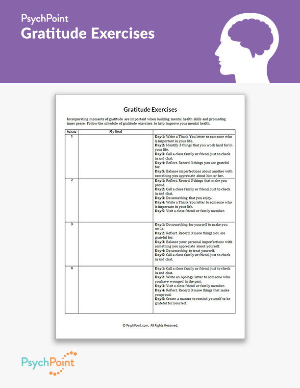 Gratitude Exercises Worksheet