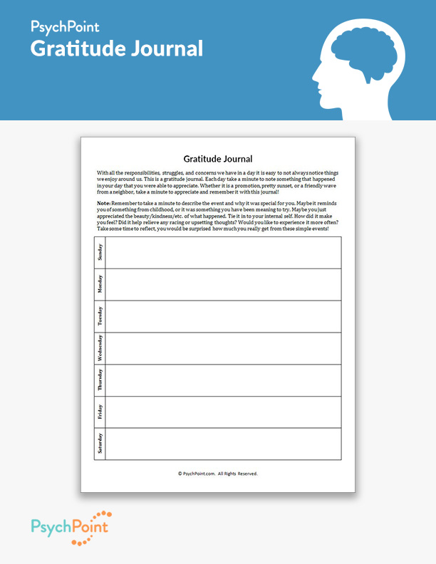 Gratitude Journal Worksheet