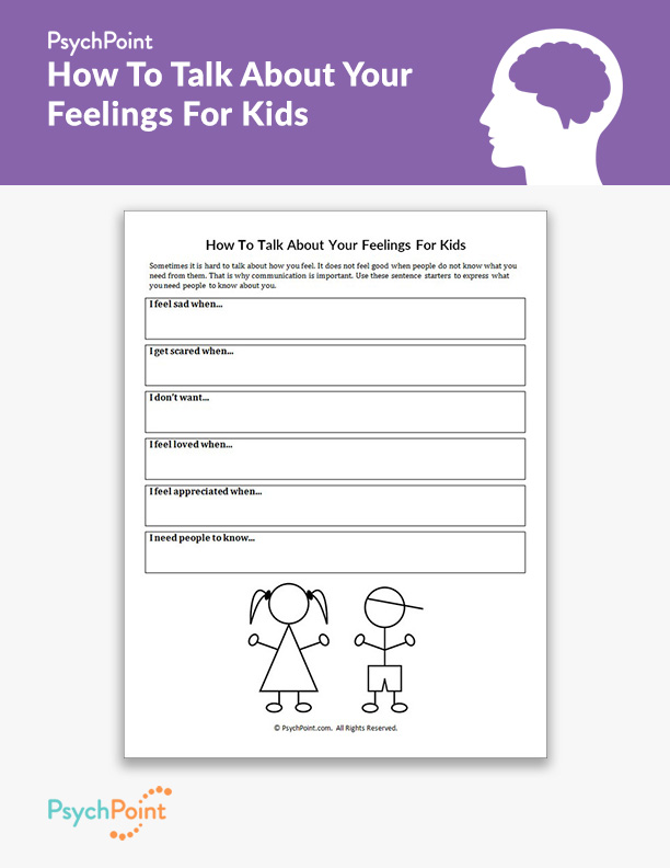 How To Talk About Your Feelings For Kids Worksheet