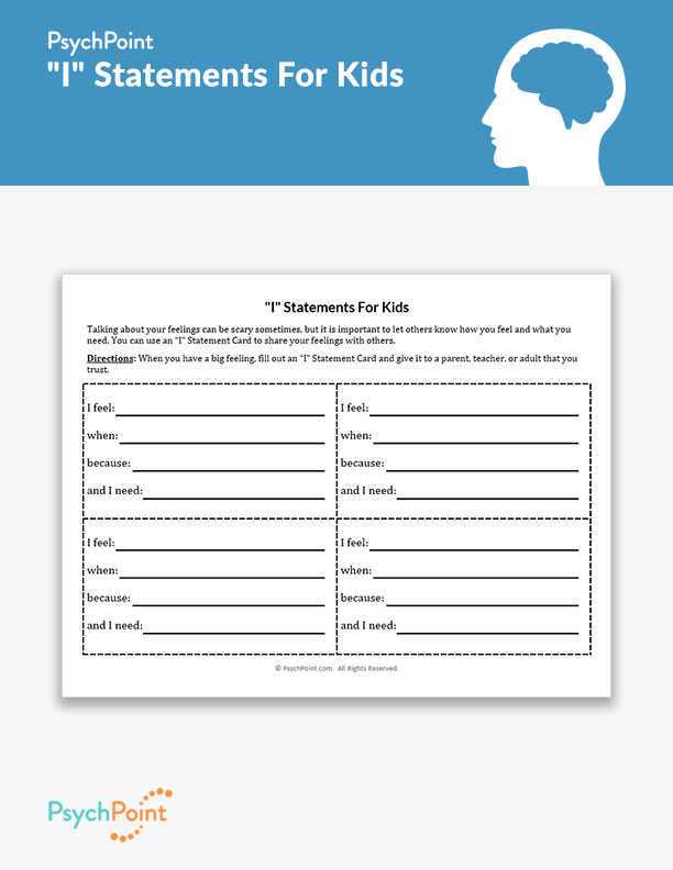I Statements For Kids Worksheet