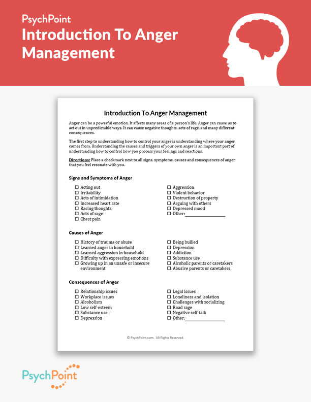 Introduction To Anger Management Worksheet