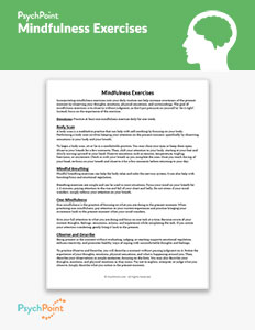 Mindfulness Exercises Worksheet