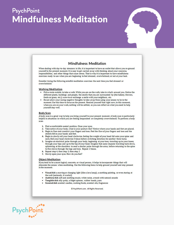 Mindfulness Meditation Worksheet