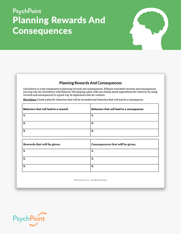 Planning Rewards And Consequences Worksheet PsychPoint