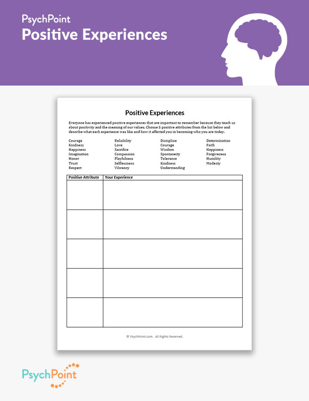 Positive Experiences Worksheet