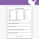 Positive Traits For Kids Worksheet