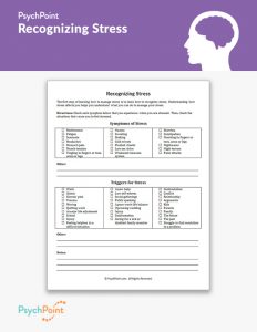 Recognizing Stress Worksheet