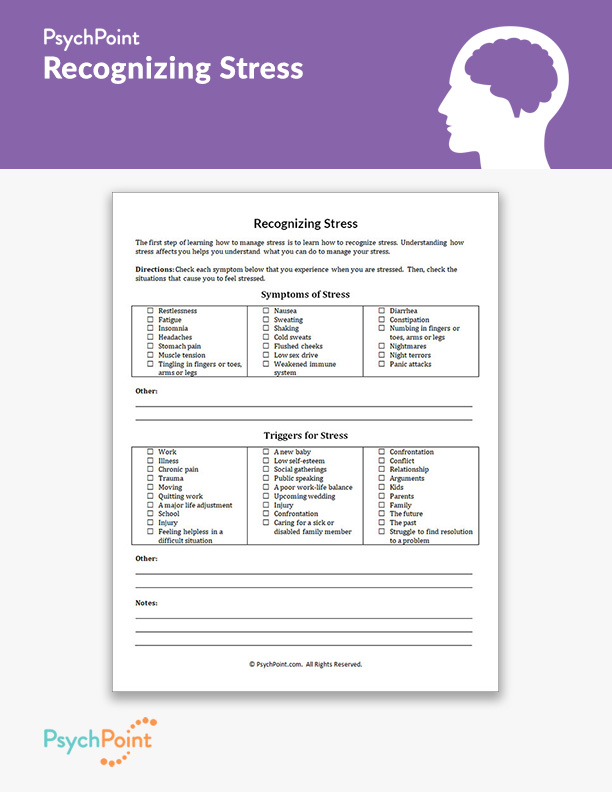 Recognizing Stress Worksheet