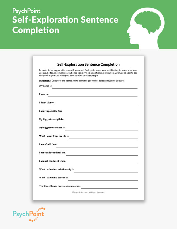Self-Exploration Sentence Completion Worksheet