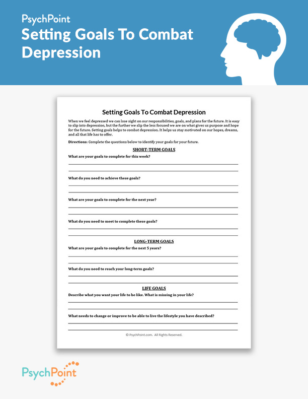 Setting Goals To Combat Depression Worksheet