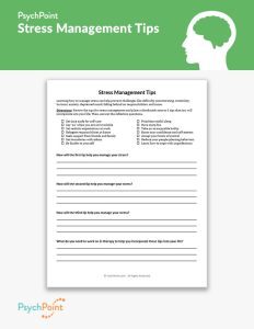 Stress Management Tips Worksheet