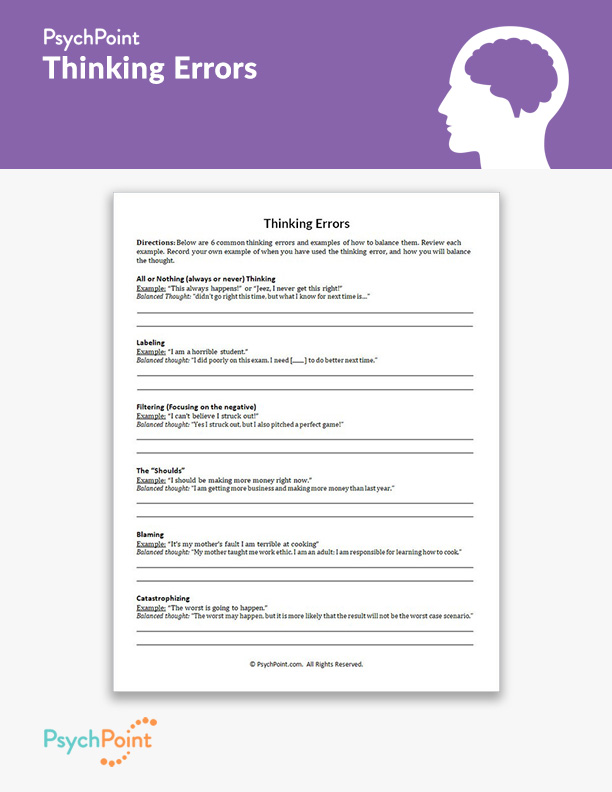 Thinking Errors Worksheet