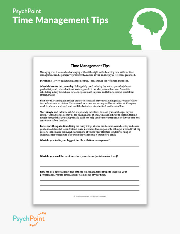 Time Management Tips Worksheet
