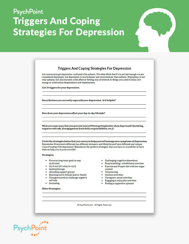 Triggers And Coping Strategies For Depression Worksheet