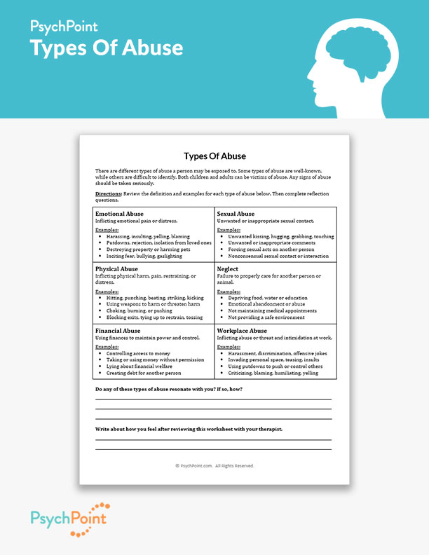 Types Of Abuse Worksheet