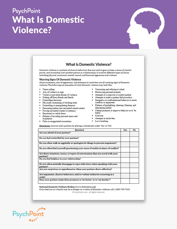 What Is Domestic Violence Worksheet PsychPoint