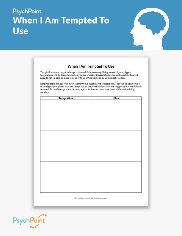 When I Am Tempted To Use Worksheet | PsychPoint