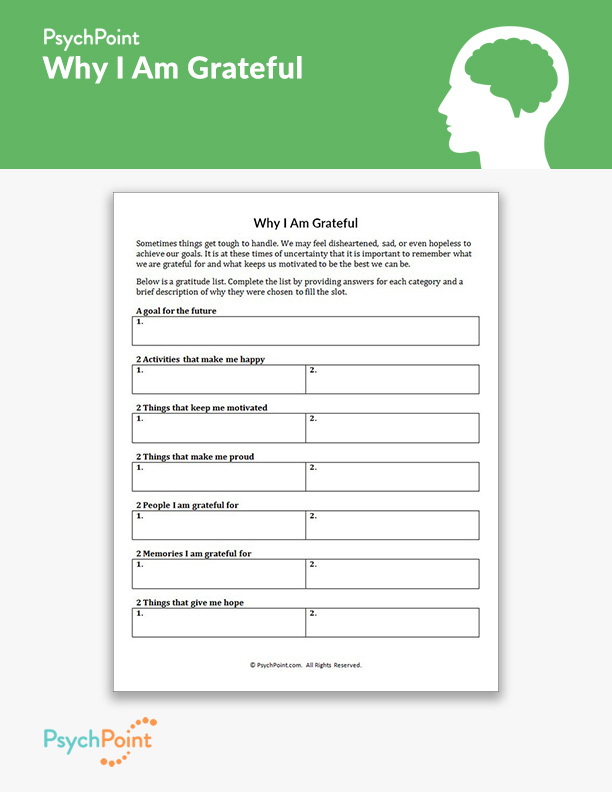 Why I Am Grateful Worksheet