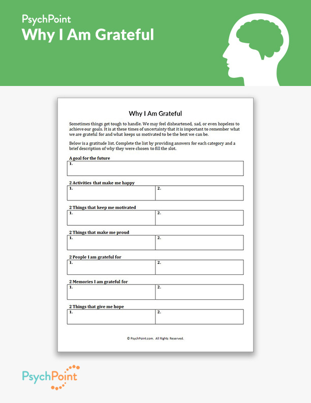 Why I Am Grateful Worksheet