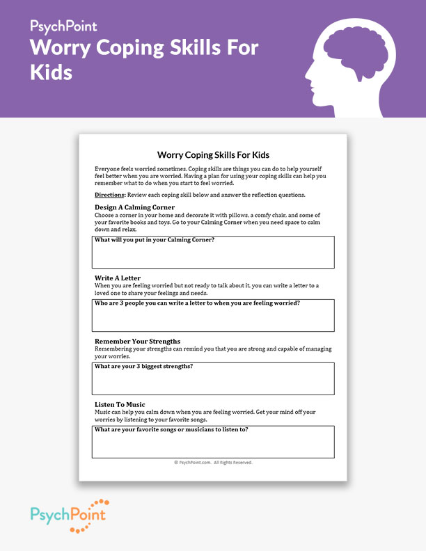 Worry Coping Skills For Kids Worksheet